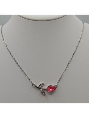 ✨2/$10✨ Pink Tulip Pendant 18K GP Necklace Flower Nature Gift